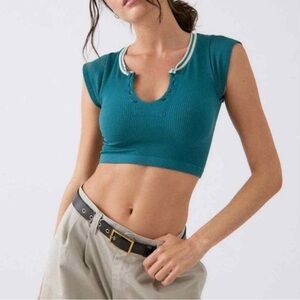 urban outfitters “go under for gold” cropped ribbed tshirt